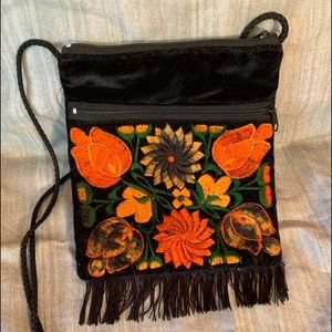Black Embroidered Clutch